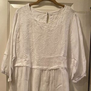 White Embroidered Peplum Top